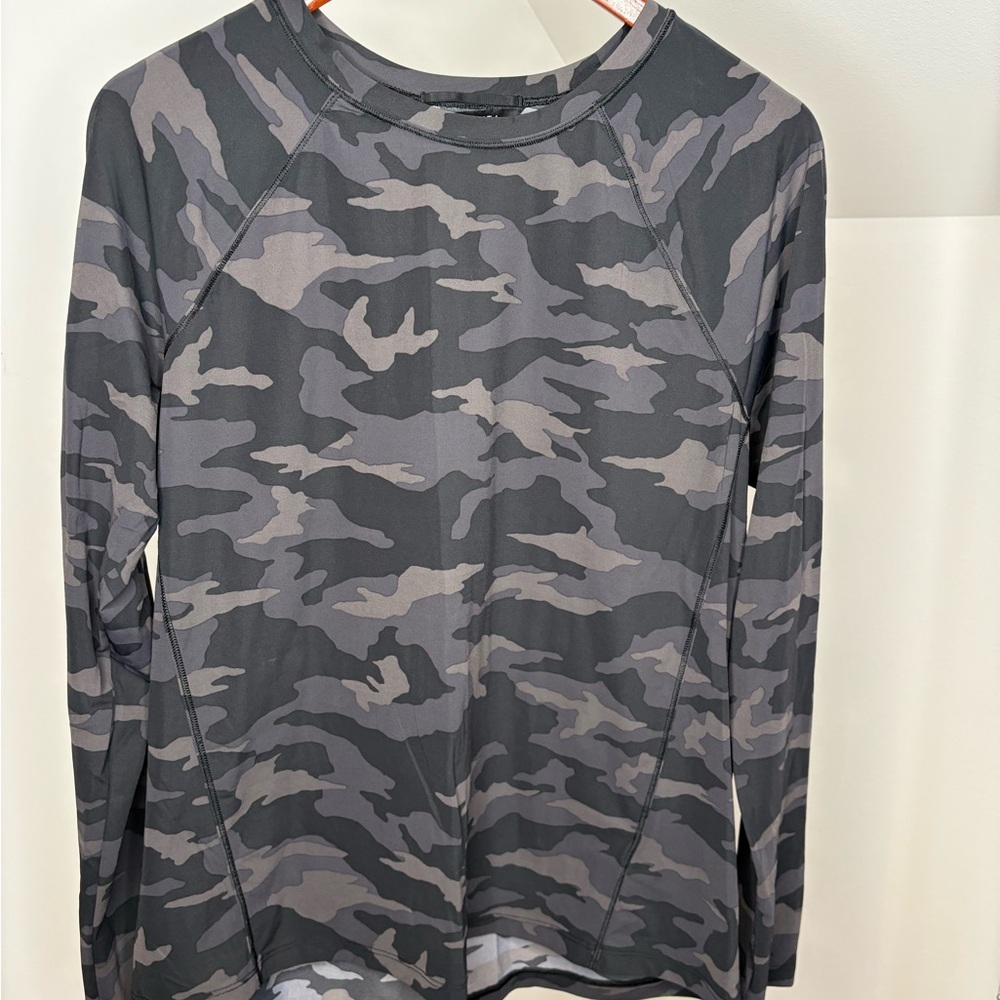 Athleta Camo Long Sleeve Tee - Gray and Black